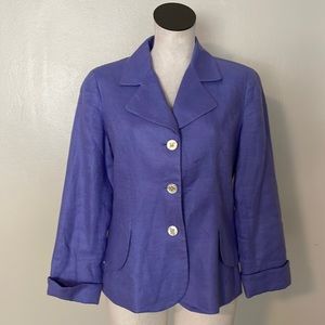 EUC Coldwater Creek Purple Linen Jacket. SZ 10